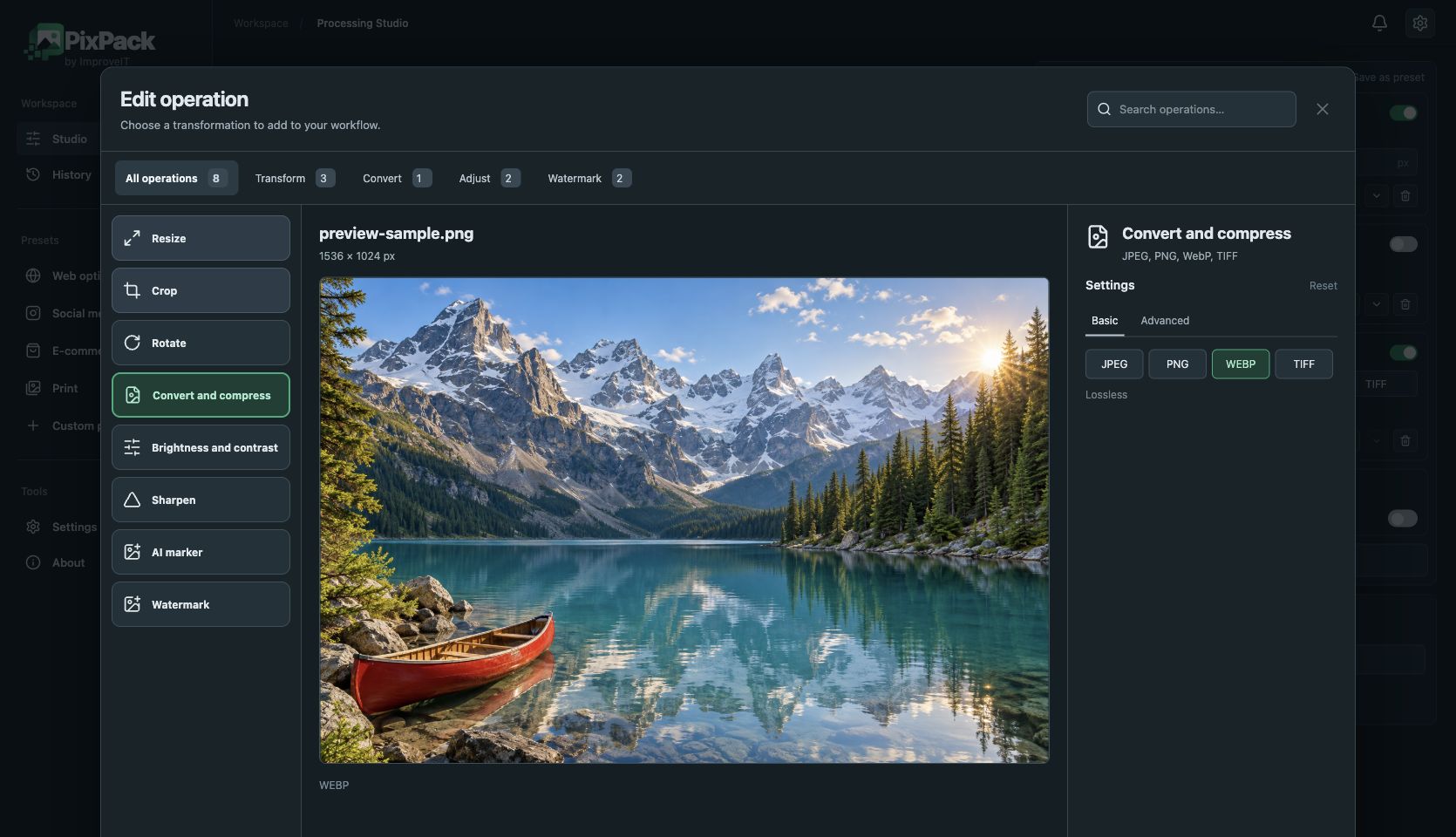 Batch JPG and PNG to WebP converter