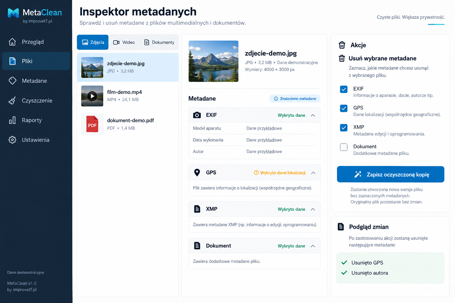 MetaClean — metadata inspector
