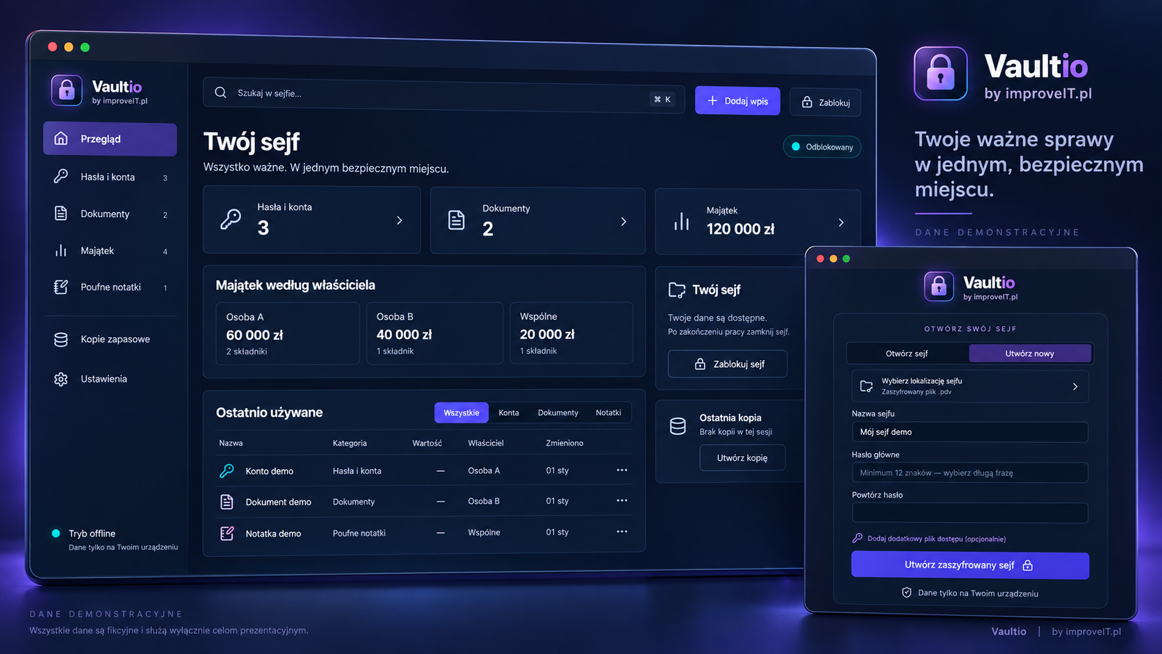 Vaultio — lokalny sejf na ważne dane